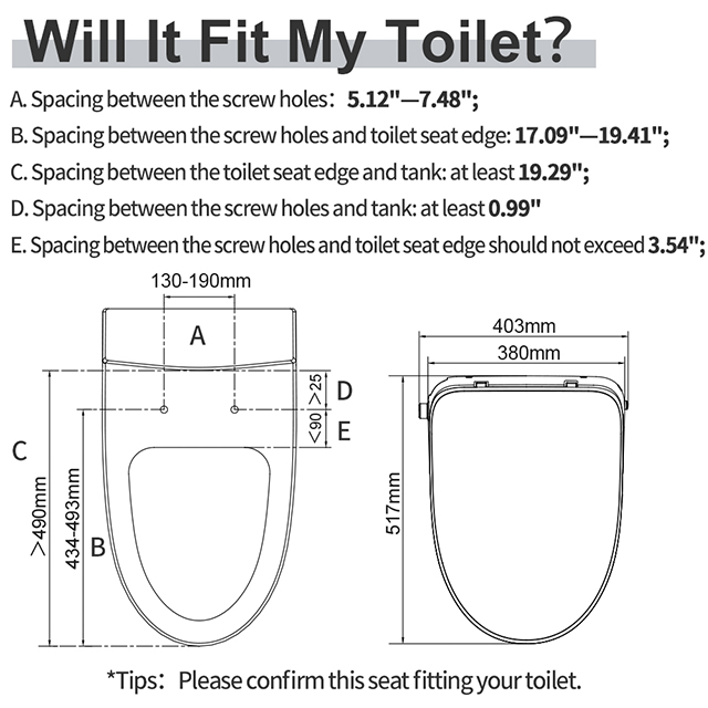 Bolina Electronic Bidet Seat Model CW-832Z with Warm Air Dryer Stainless Steel Nozzle And Easy Installation