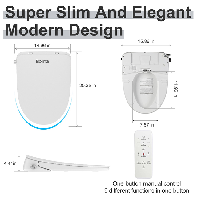 Bolina Electronic Bidet Seat Model CW-832Z with Warm Air Dryer Stainless Steel Nozzle And Easy Installation