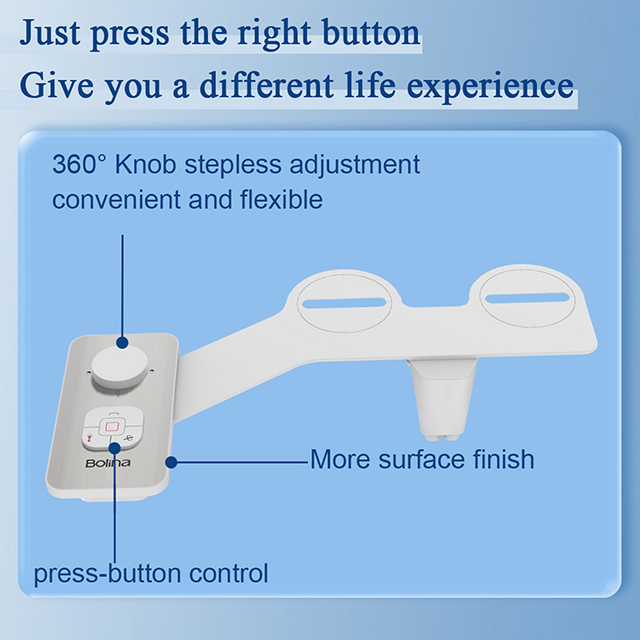 Bolina Bidet Attachment Self Cleaning Dual Nozzle for Toilet with Adjustable Pressure Control