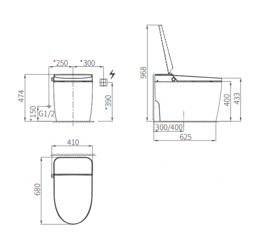 Bolina WZ8481 New Design Continuous Flushing S-trap Automatic One Piece Smart Intelligent Toilet with Remote Control Automatic Soft-closing And Double Water Wash Nozzles